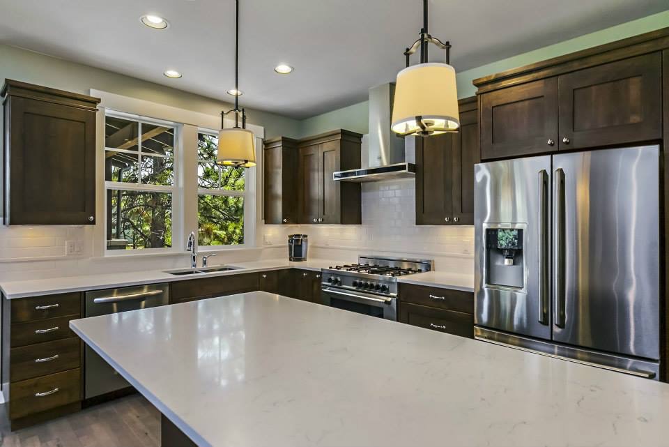 Quartz kitchen countertop installation by Solid Rock